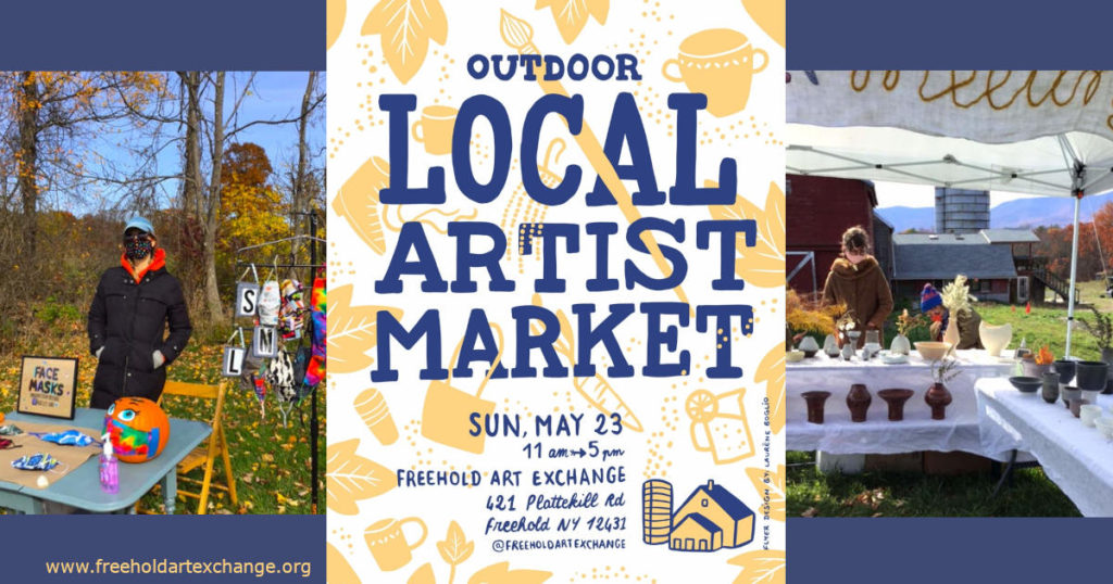 Poster for our outdoor market on Sunday May 23 from 11am to 5pm at Freehold Art Exchange